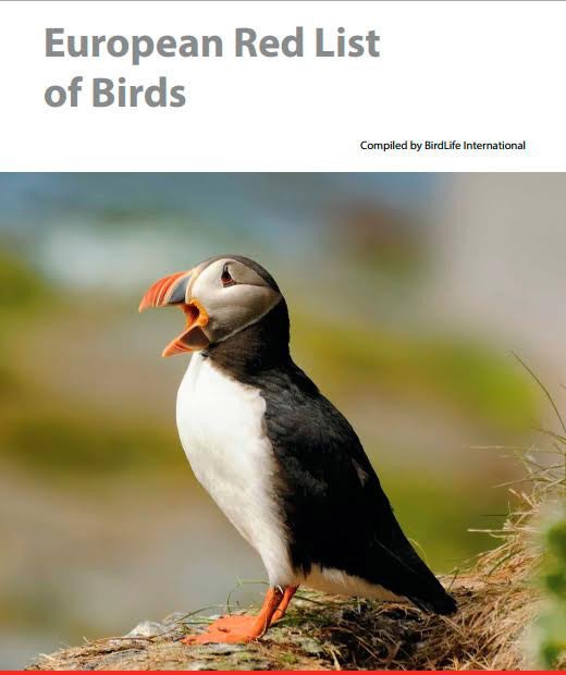 Portada del informe "European Red List of Birds" de BirdLife. 