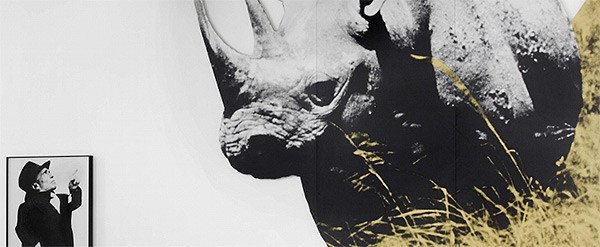 John Baldessari, Dwarf and Rhinoceros (With Large Black Shape) With Story Called Lamb, 1989 (2013), Colección MACBA.