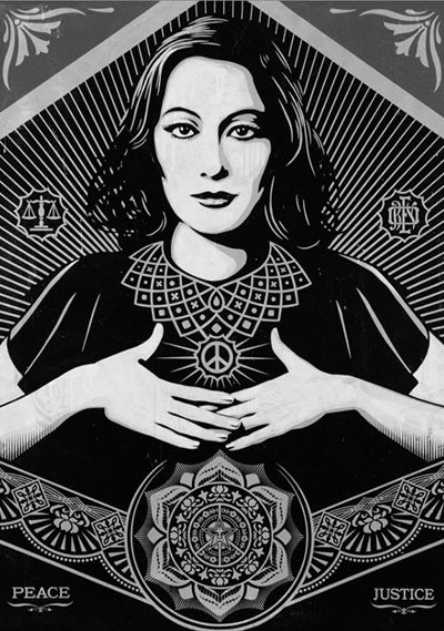Shepard Fairey. Peace and Justice Woman, 2013.