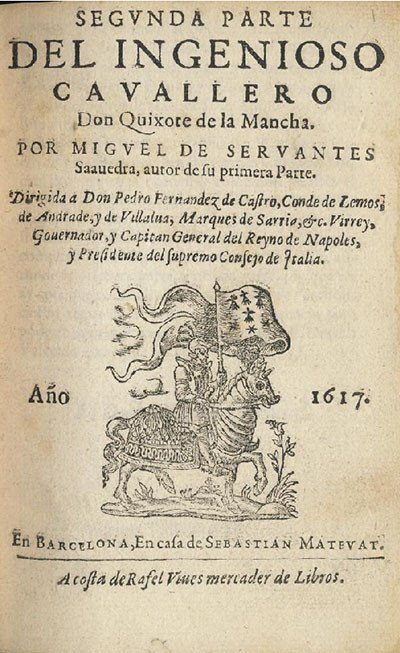 Segunda parte del Quijote (1617), de Cervantes. Fundación Lázaro Galdiano