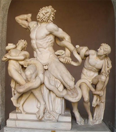 Laocoonte y sus hijos, un grupo escultórico en el Museo del Vaticano. Guiarte.com/Manuel F. Miranda. 