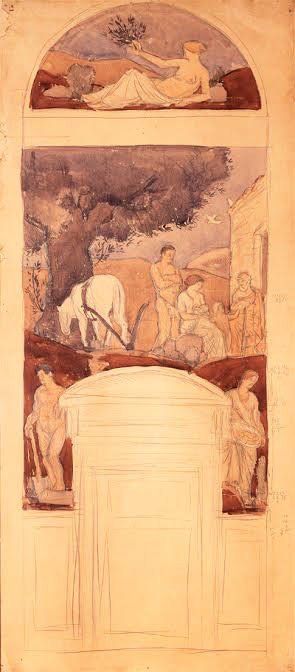 Joaquín Torres-García.  Diseño del fresco  L´Edat d´Or de la Humanitat, 1914. 