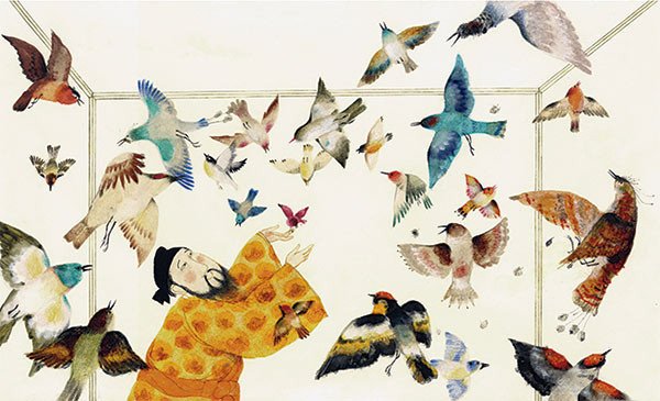 Ulises Wensell, ca. 1976. Ilustración para el libro El mandarín y los pájaros