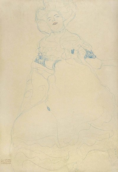 Gustav Klimt. Seated Lady with hat. 1910.
