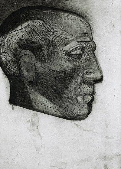 Vilató. Portrait de Picasso (1973-1983). Aguafuerte, aguatinta y punta seca sobre cobre. 25,5 x 18 cm
