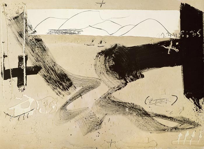 Antoni Tàpies, Autoretrat amb paisatge (Autorretrato con paisaje), 1987