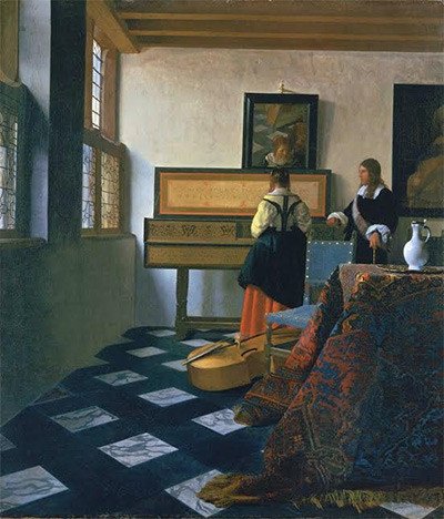 Johannes Vermeer, La lección de música, 1662-5 Royal Collection.