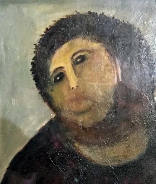 El rostro desfigurado del Ecce Homo de Borja. Imagen guiarte.com