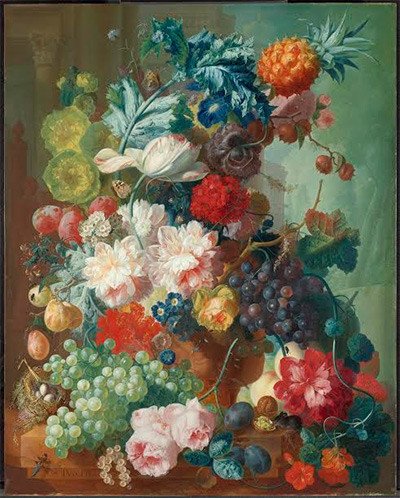 Jan van Os. Frutos y flores en vaso de terracota. 1777-8. The National Gallery, Londres.