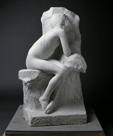 Niña desnuda (fragmento de Los primeros fríos). Miguel Blay y Fábrega. 1892.