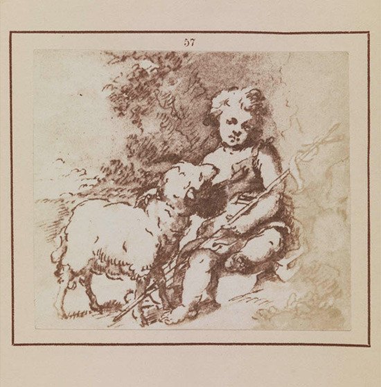 Bartolomé Esteban Murillo, San Juan Bautista Niño con el cordero Nicolaas Henneman. Papel a la sal publicado en William Stirling, Talbotype Illustrations, 1848, 1847.