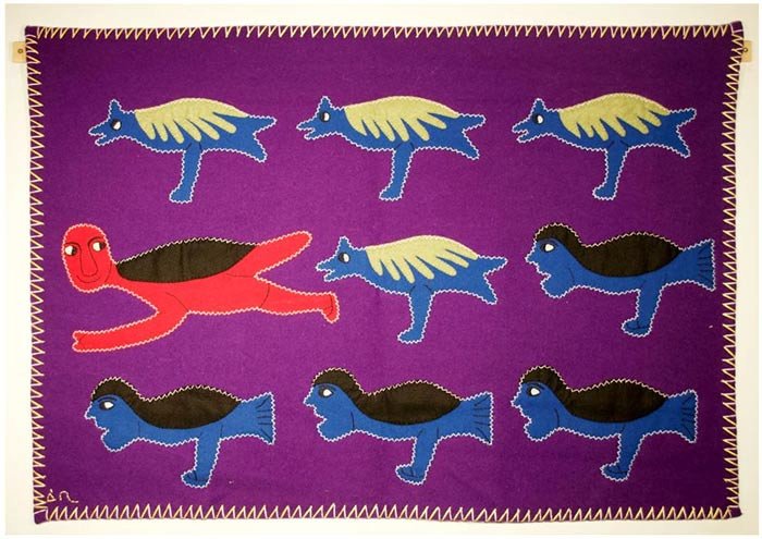 Tapiz de Irene Avaalaaqiaq. Colección de arte textil de Judith Varney Burch.