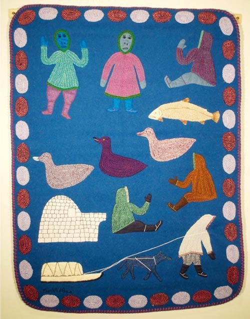Tapiz de Elizabeth Quinanagnaq. Colección de arte textil de Judith Varney Burch.
