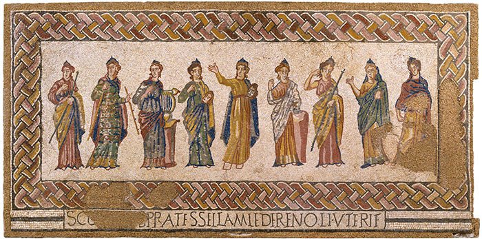 Mosaico de las Musas Villa romana de Torre de Palma, Monforte, Portalegre Siglo IV d.C.