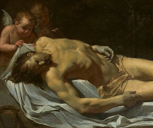 Cristo muerto llorado por dos ángeles. Charles Le Brun. 1642-1645.