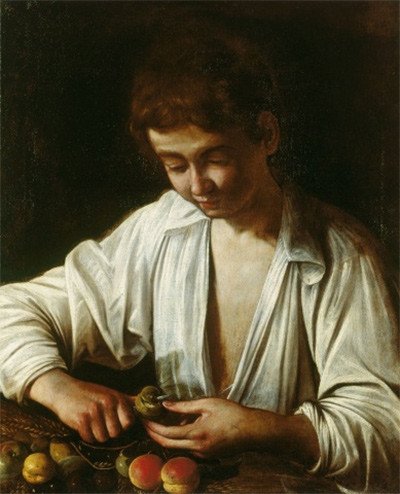 Muchacho pelando fruta. 1593-1595. Caravaggio (Michelangelo Merisi).