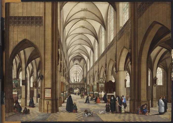Hendrik I van Steenwijck en Jan I Brueghel, Interieur van de kathedraal van Antwerpen, Szépm?vészeti Múzeum (Museum of Fine Arts), Budapest