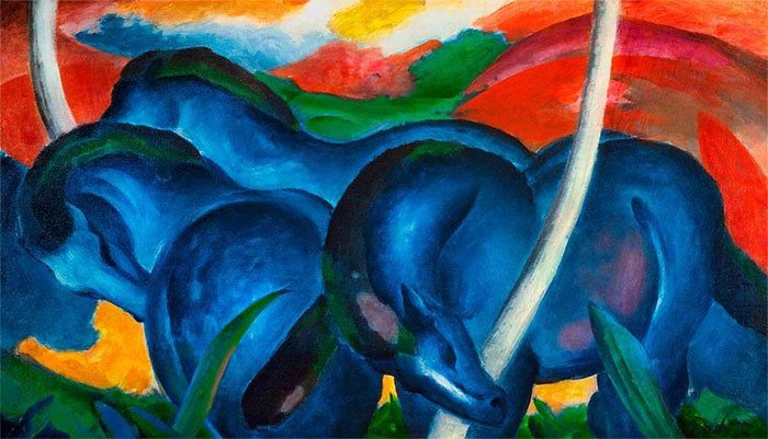 Franz Marc. Los grandes caballos azules, 1911. Collection Walker Art Center, Minneapolis, Gift of the T.B. Walker Foundation, Gilbert M. Walker Fund, 1942