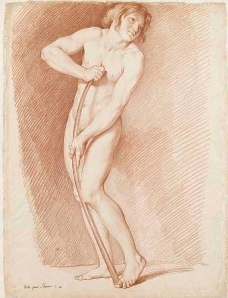 Edme Bouchardon, Modelo para Cupido haciendo un arco. Département des Arts graphiques, musée du Louvre.