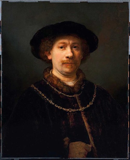 Rembrandt. Autorretrato con gorra y dos cadenas, c. 1642-1643 © Museo Thyssen-Bornemisza, Madrid