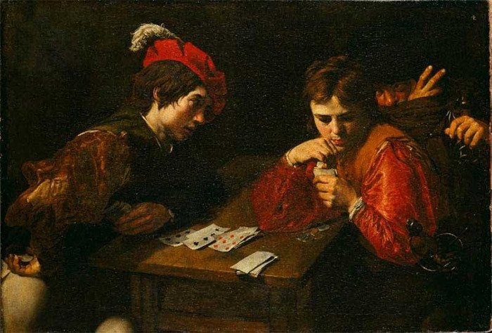 Valentín de Boulogne. Jugadores de cartas. Gemäldegalerie Alte Meister, Staatliche Kunstsammlungen Dresden