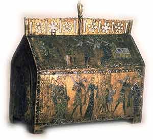 Arqueta de Santa Valeria, de 1175-1185. Cobre con esmalte champlevé. Taller de Limoges. Hermitage Museum, San Petesburgo, Rusia