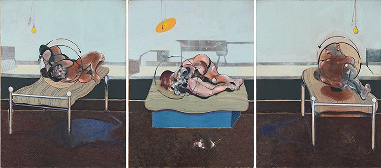 Francis Bacon. Tres estudios de figuras sobre camas (Three Studies of Figures on Beds), 1972.