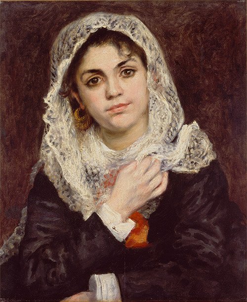 Pierre-Auguste Renoir Lise con un chal blanco, hacia 1872.