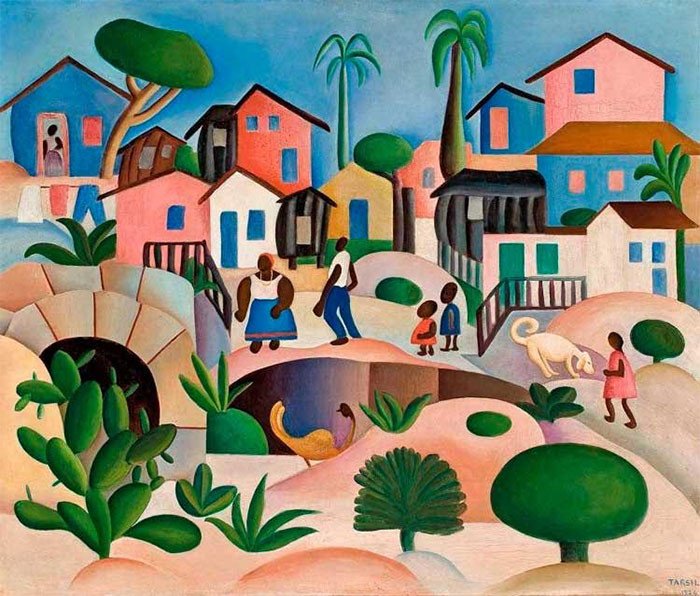 Tarsila do Amaral. Morro de Favela. Óleo sobre lienzo, 1924. Colección Fadel, Río de Janeiro.