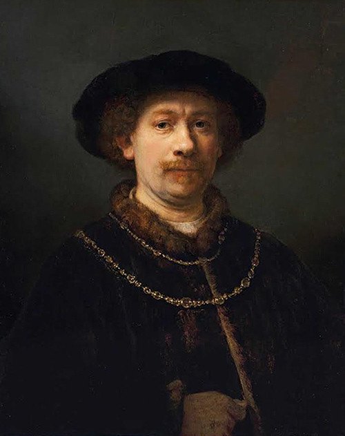 Rembrandt. Autorretrato con gorra y dos cadenas. 1642-1643. Museo Thyssen-Bornemisza.