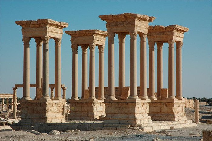 El tetrapylon de Palmyra, antes de su destrucción. © UNESCO/Ron Van OersPalmura3