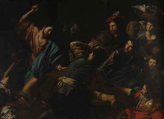 Valentin de Boulogne. Christ chassant les marchands du Temple. 1618-1622.
