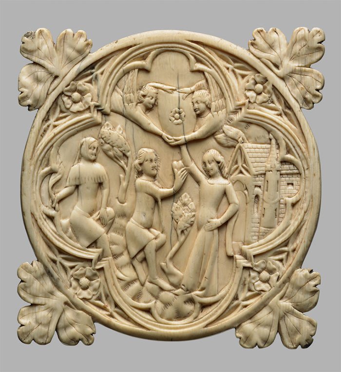 Estuche para espejo, 1370-1400. Francia. Marfil. The Trustees of the British Museum.