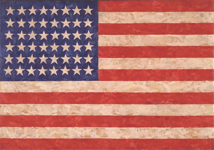 Jasper Johns, Flag, 1958. Encaustic on canvas. Private collection Jasper Johns / VAGA, New York / DACS, London 2017. Photo: Jamie Stukenberg. The Wildenstein Plattner Institute, 2017