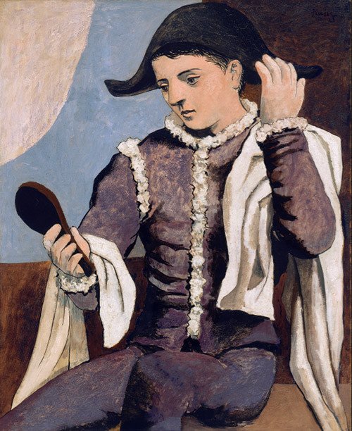 Pablo Picasso. Arlequín con espejo. 1923. Óleo sobre lienzo. 100 x 81 cm.