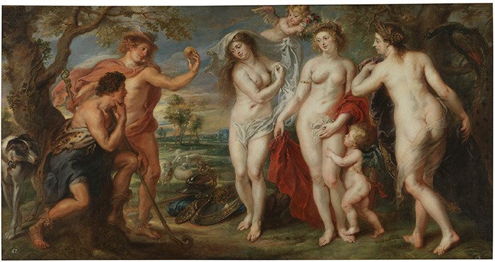 El juicio de Paris. Pedro Pablo Rubens. Óleo sobre lienzo. h. 1638. Madrid, Museo Nacional del Prado