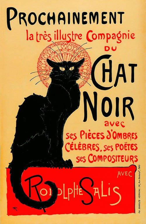 Theóphile-Alexandre Steinlein. La muy ilustre compañía del Chat Noir (La très illustre Compagnie du Chat Noir). 1896.
