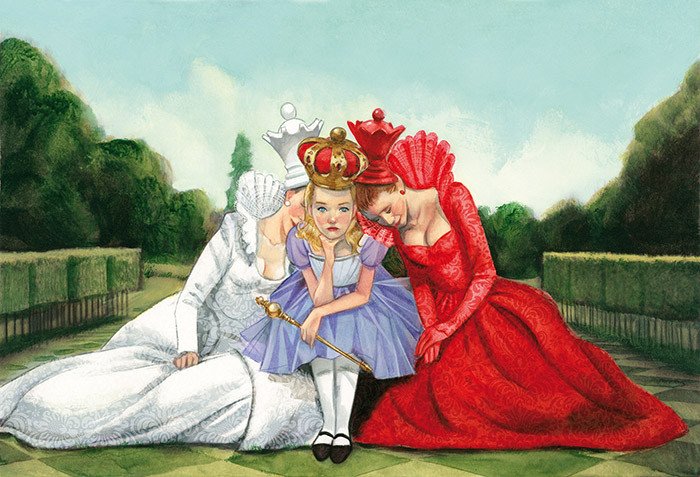 Reinas, ilustración de Fernando Vicente para el libro "Alicia a través del espejo" (Nórdica).