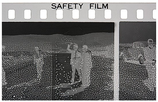Akram Zaatari, Safety Film, 2017. Close-up of a 35mm negative by Antranick Bakerdjian, Jerusalem, 1950s. Courtesy of the artist.