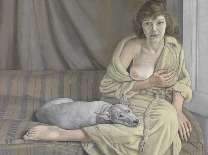 Lucian Freud. Muchacha con perro blanco, 1950-1. Tate London.