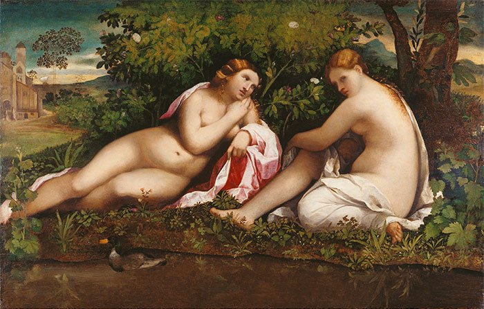 Dos ninfas en un paisaje. Palma el Viejo. Jacopo Negretti. 1513-1514.