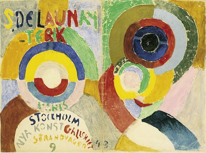 Sonia Delaunay. Diseño para la cubierta del catálogo de la exposición de 1916 en Estocolmo. Autorretrato. 1916. Colección privada.