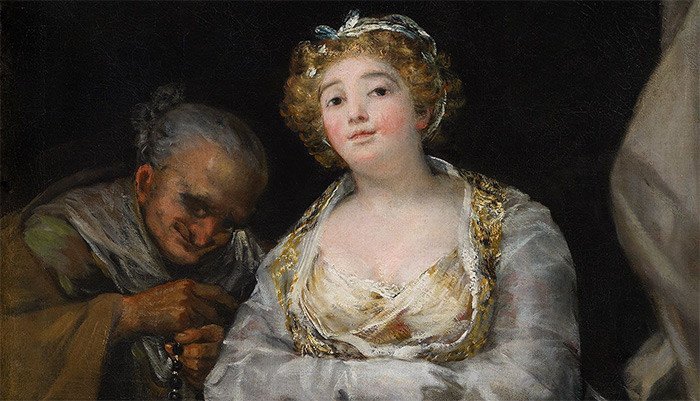 Maja y celestina al balcón. Detalle. 1810-1812. Francisco de Goya y Lucientes.