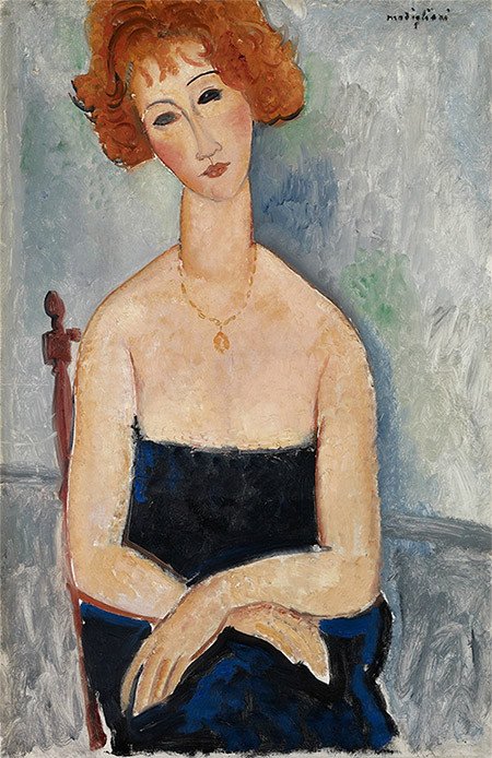 La Rousse au pendentif (La pelirroja con el colgante). 1918. Amedeo Modigliani.