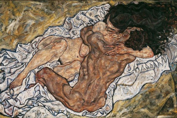 Egon Schiele: El abrazo (pareja de enamorados II), 1917. (Orangerie: «Egon Schiele - Caminos de una Colección»