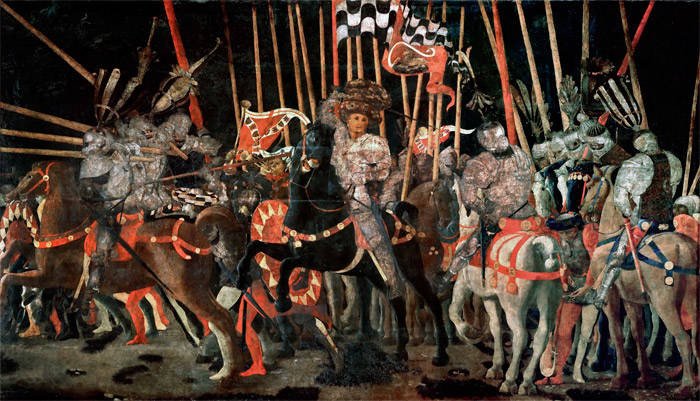 Contraataque de Michelotto da Cotignola, una de las tablas de La batalla de San Romano, de Paolo Uccello, que pertenece al Louvre.Paris Musee du Louvre