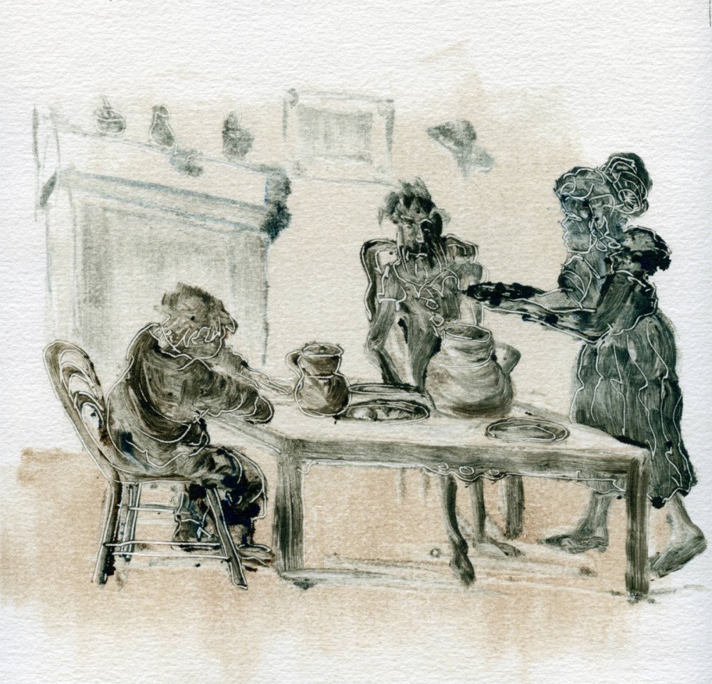 Sendo presenta también una selección de trabajos realizados para ilustrar el ensayo Cosas de la Bucólica. La gastronomía del Quijote, de Tomás Álvarez