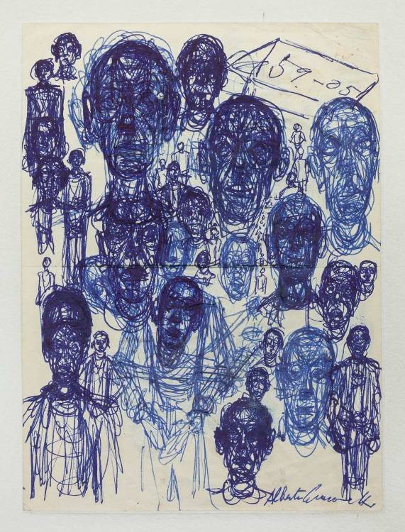 Alberto Giacometti. Cabezas de hombre (ca. 1959) Bolígrafo sobre papel © Alberto Giacometti Estate / VEGAP, Bilbao, 2018