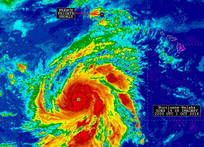 El ciclón tropical Walaka destrozó la isla del Este, en el atolón French Frigate Shoals. Imagen de papahanaumokuakea.gov