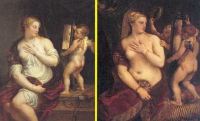 Estaba mal visto ir en bañador para los mortales... pero los dioses no tenían problema.. ¿quien le pone bañador a una diosa. Venus de Tiziano y Rubens